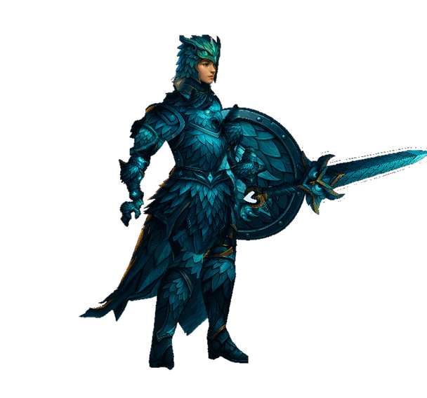 Knight class hunter with one-hand sword and shield