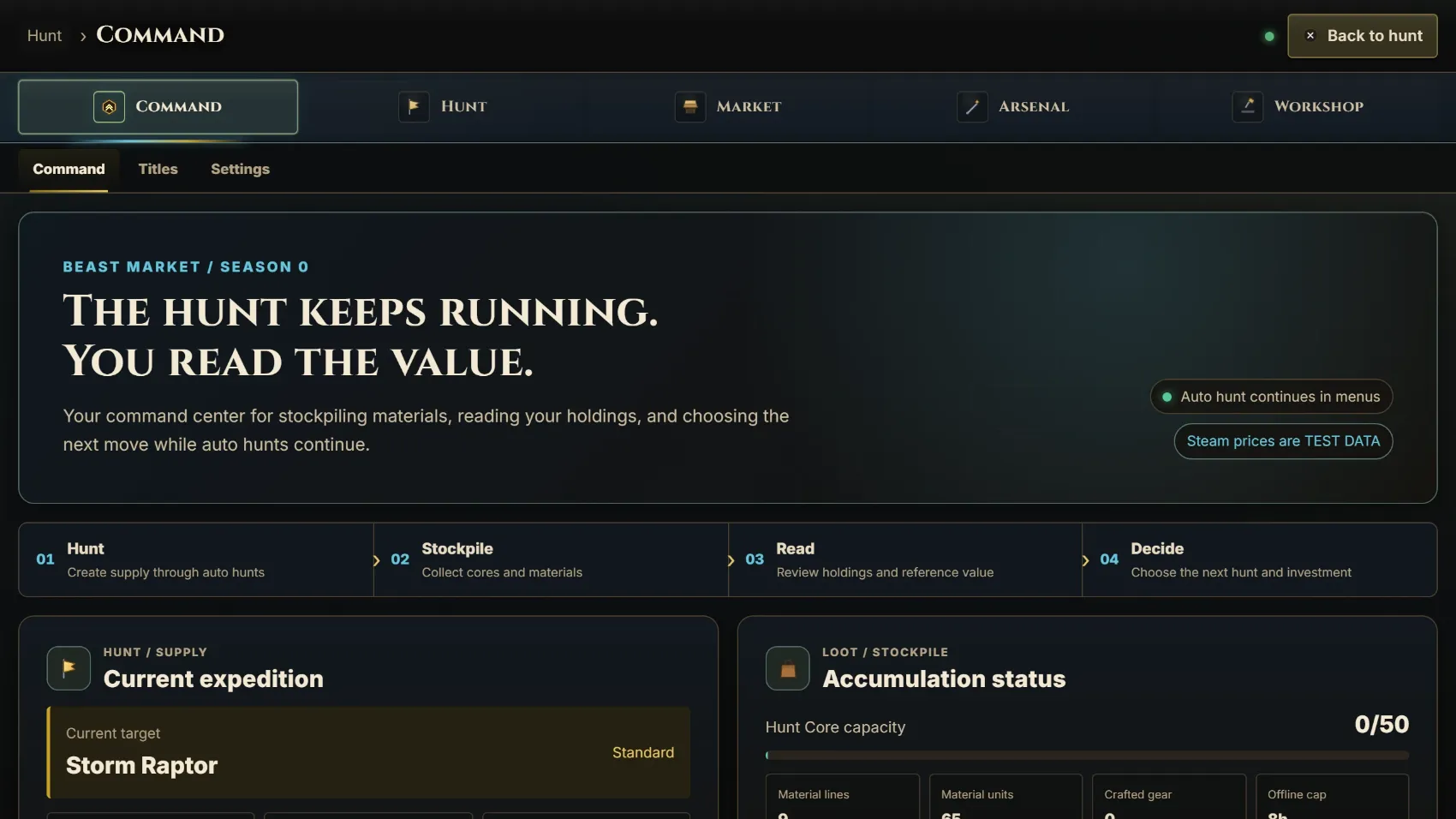 Command center overview screen