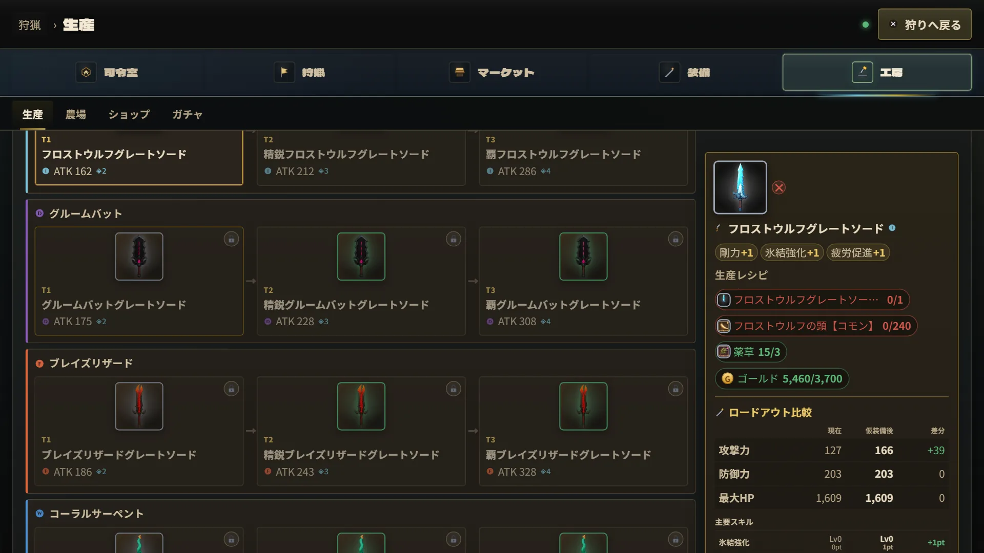 Craft workshop with weapon trees