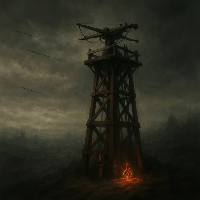 An arrow tower covering the ridge